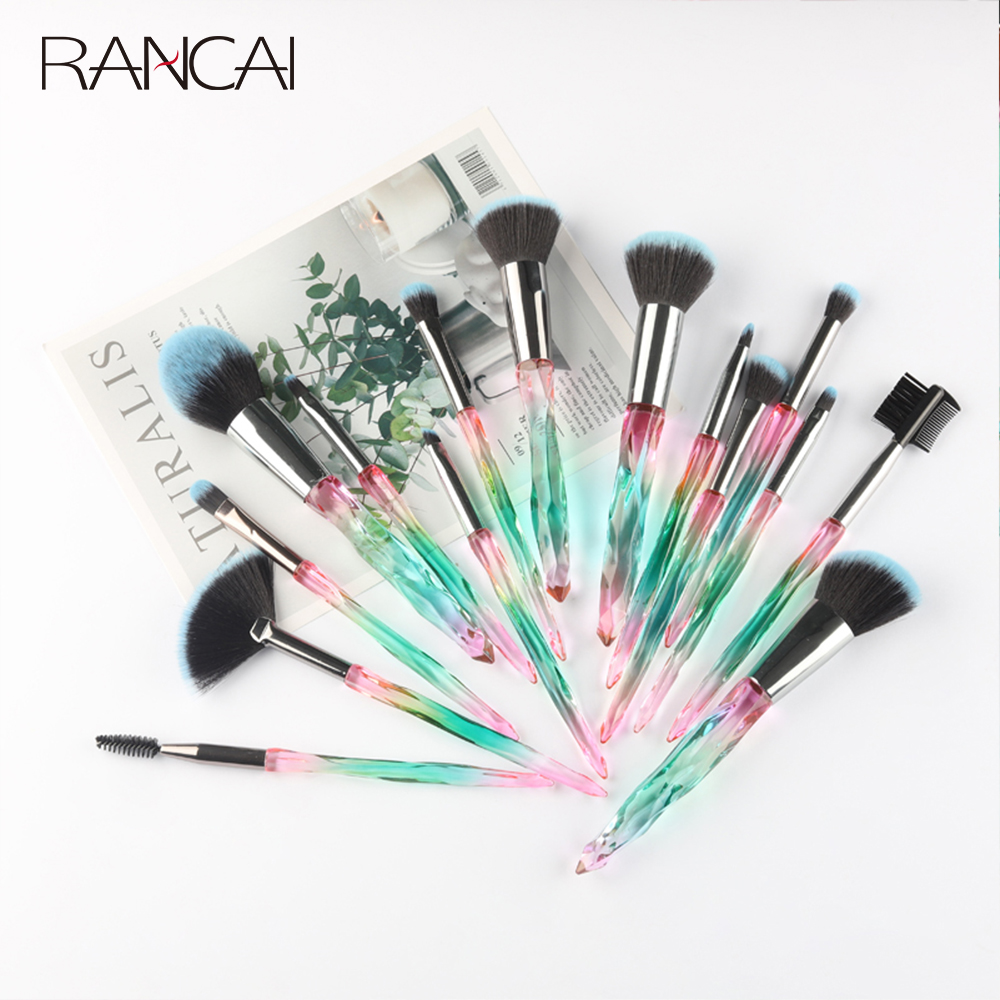 Eyelash Extension Full Set - 15Pcs Diamond Makeup Brushes Set Powder
