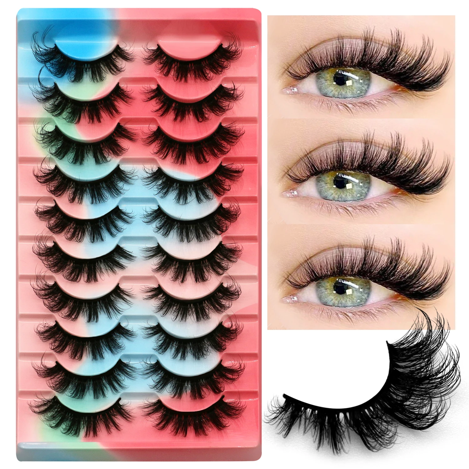 Eyelash Extension Cat Eye Wispy - Lasvirey Fluffy Eyelashes Natural Cat Eye
