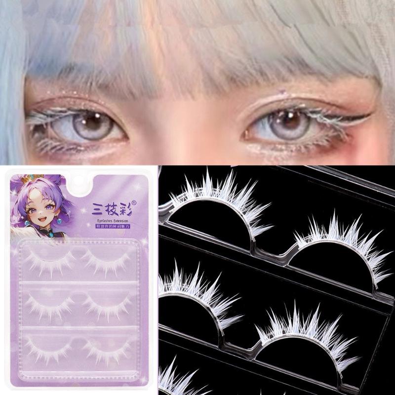 3 Pairs Cosplay White Eyelashe - Lashes Eyelash Extension ulasan dan harga