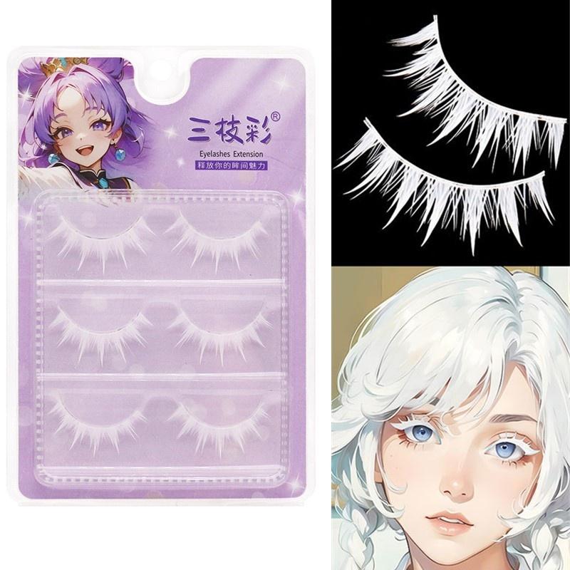 3 Pairs Cosplay White Eyelashe - Lashes Eyelash Extension ulasan dan harga